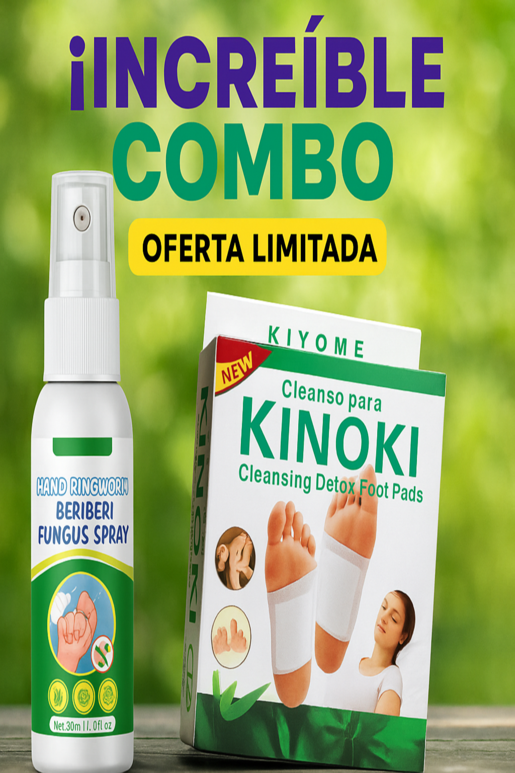 COMBO UNICO SPRAY PARA HONGOS + PARCHES KINOKI GRATIS!!